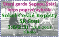 Po vítězství v Český Kopistech stará garda Sepapu povyskočila na 5. místo tabulky a to má ještě 2 zápasy k dobru.