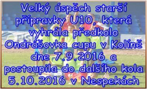 Ve středu vyrazila přípravka U10 do Kolína na Ondrášovka cup a domů přivezla 1. místo a postup do Nespek 