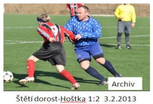 Starší dorostenci výkon proti FC Mělník nezopakovali a na umělé trávě v Roudnici n.L. 3.2.2013 podlehli mužstvu dospělých Sokolu Hoštka