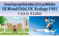 Starší žáci v pátek večer 8.2.2013 vybojovali na Mělníku bod s Kralupy