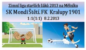 Starší žáci v pátek večer 8.2.2013 vybojovali na Mělníku bod s Kralupy