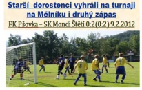 9.2.2013 Brankami v prvém poločase vyhráli starší dorostenci nad Pšovkou 2:0