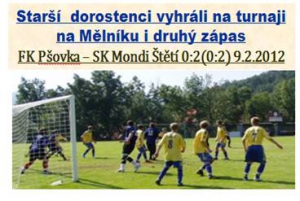 9.2.2013 Brankami v prvém poločase vyhráli starší dorostenci nad Pšovkou 2:0