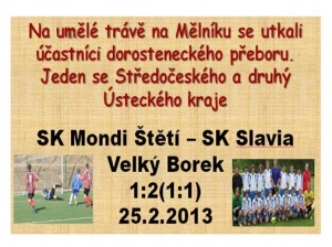 26.2.2013 Starší dorost prohrál s Velkým Borkem 
