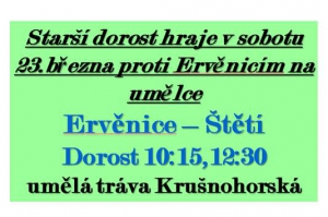 Dorost hraje s Ervěnicemi na umělce 