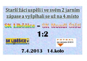 7.4.2013 Liběšice -Štětí 1:2 starší žáci