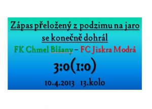 10.4.2013-Dnes se hrála dohrávka 13.kola