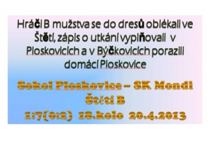 20.4.2013 Ploskovice-Štětí B 1:7(0:2)