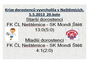 Starší dorostenci vysoko prohráli v Neštěmících-5.5.2013