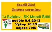 Přeložení posledního zápasu starších žáků v této sezóně na neděli 9.6.2013