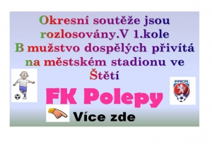 B mužstva dospělých i mladších žáků vědí s kým se utkají v podzimní části okresního přeboru
