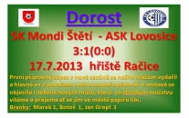 Dorost se v prvním přípravném zápase utkal s Lovosicemi v Račicích