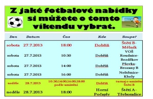 B tým hraje v sobotu i neděli. A mužstvo v neděli podvečer v Horních Počaplech