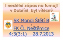 SK Mondi Štětí B- FK ČL Neštěmice 4:3(3:1)    28.7.2013   turnaj Dobříň