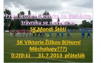 První zápas na rekonstruovaném trávníku se hrál ve středu 31.7.2013 