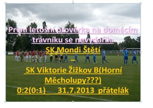 První zápas na rekonstruovaném trávníku se hrál ve středu 31.7.2013 