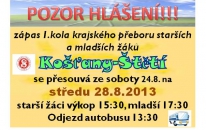 Změna zápasu starších a mladších žáků