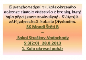 B mužstvo postupuje do 2. kola okresního poháru