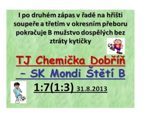 V pěkném prostředí  dobříňského hřiště jsme domácím nastříleli sedmičku