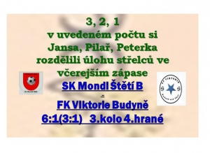 B mužstvo napodobilo své kolegy z Žatce a vyhrálo nad Budyní 