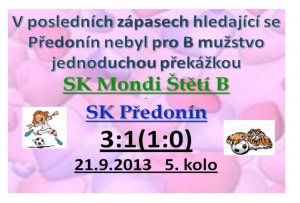 Po 2 porážkách B mužstvo vyhrálo