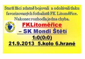 Brankové chudé utkání starších žáků v Litoměřicích