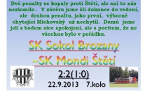 V okresním derby se mužstva rozešla smírně