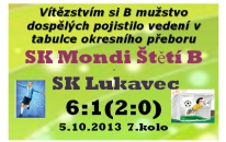 Těžkou překážku v podobě Lukavce má za sebou B mužstvo