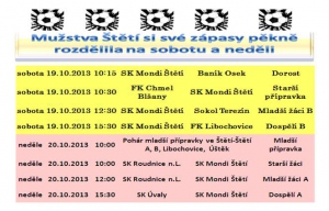Pozvánka na zápasy blížící se soboty a neděle