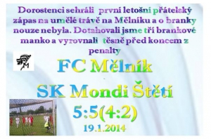 Deset branek viděli diváci v přátelském zápase dorostenců 