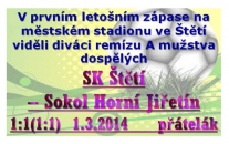Fotbalový stadion ve Štětí byl letos  odemknut 1.3.2014