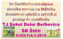 Dorostenci porazil jiz tradicniho soupere z Dolních Beřkovic