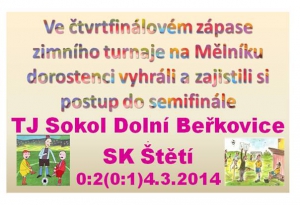 Dorostenci porazil jiz tradicniho soupere z Dolních Beřkovic