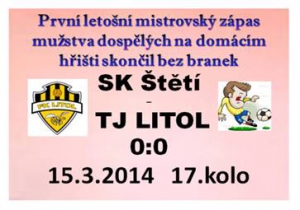 Šancí hodně, branka žádná. To byl obrázek zápasu mužstva dospělých proti Litoli