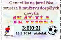 První porážka B mužstva dospělých v zimní přípravě přišla až v posledním zápase 