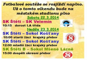 Pozvánka na měststký stadion ve Štětí