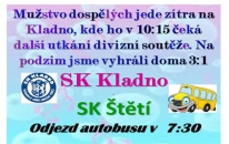 S cílem pokusit se vybojovat další mistrovské body odjíždí zítra A mužstvo na Kladno