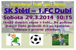 Nejbližší soused v tabulce dorostenců I.A třídy 1.FC Dubí, který je na 5. místě, přijede v sobotu do Štětí 