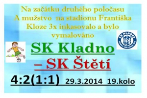 Body zůstaly na Kladně. Domácí na jaře poprvé bodovali a odneslo to naše mužstvo dospělých.