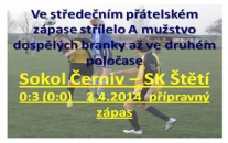 Černiv byla kvalitním protivníkem ve středečním přípravném zápase A mužstva dospělých
