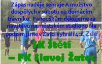 Zveme všechny fanoušky a přátele štětského na zítřejší důležitý mistrovský zápas