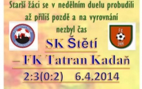 Jarní čekání starších žáků na body pokračuje i po zápase s Kadaní