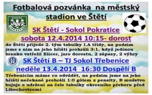 V sobotu dorost a v neděli rezerva mužstva dospělých. Těšíme se na Vaši návštěvu.