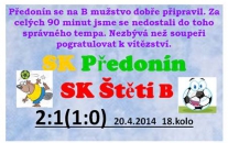 B mužstvo dospělých propáslo šanci zvýšit náskok na čele tabulky o 5 bodů.