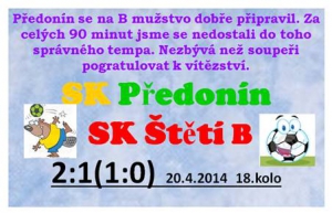 B mužstvo dospělých propáslo šanci zvýšit náskok na čele tabulky o 5 bodů.