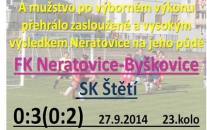 Nečekaný výsledek se v divizní soutěži narodil v Neratovicích, kde naše a mužstvo zvítězilo rozdílem 3 branek