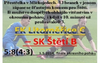 B mužstvo dospělých zvedalo ve středu večer 1.5.2014  nad hlavu pohár pro vítěze v Okresního poháru