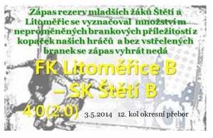 Mladší žáci B porazili na podzim Litoměřice B na penalty 4:3, ale tentokrát v Mlékojedech, kde se hrálo, neuspěli a nevstřelili ani branku 