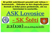 Lovosice vedly 2:0 a měly další šance k zvýšení nákoku. V závěru naše A mužstvo snížilo a nebýt několika ofsajdů, tak z  toho mohl být i bod. 