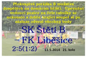 Liběšice překvapily naše B mužstvo, které se nestačilo divit, jak děravou má obranu. 